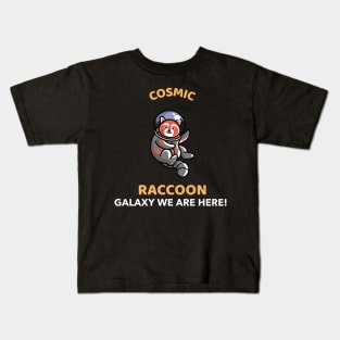 Galaxy We Are Here Cosmic Raccoon Kids T-Shirt